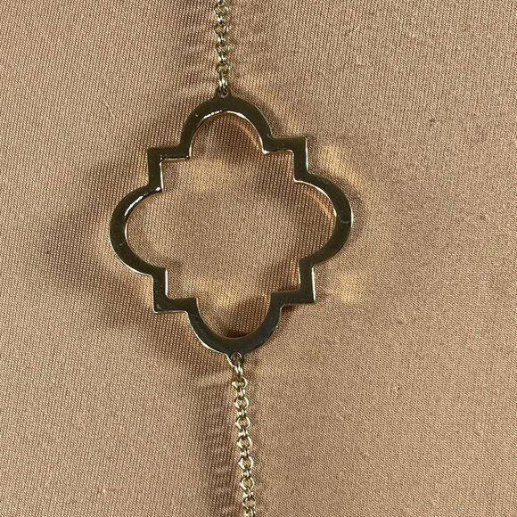 Long Necklace Gold Tone Statement Fashion Chain Open Medallion - Picture 2 of 3